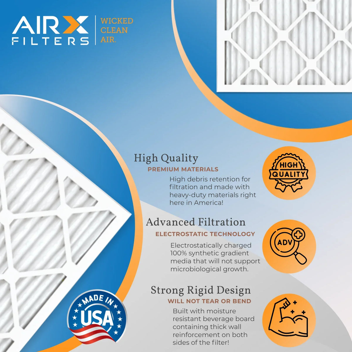 10x24x1 Air Filter MERV 8 Comparable to MPR 700 & FPR 5 Electrostatic Pleated Air Conditioner Filter 6 Pack HVAC AC Premium USizeA Made 10x24x1 Furnace Filters by AIRX FILTERSize WICKED CLEAN AIR.