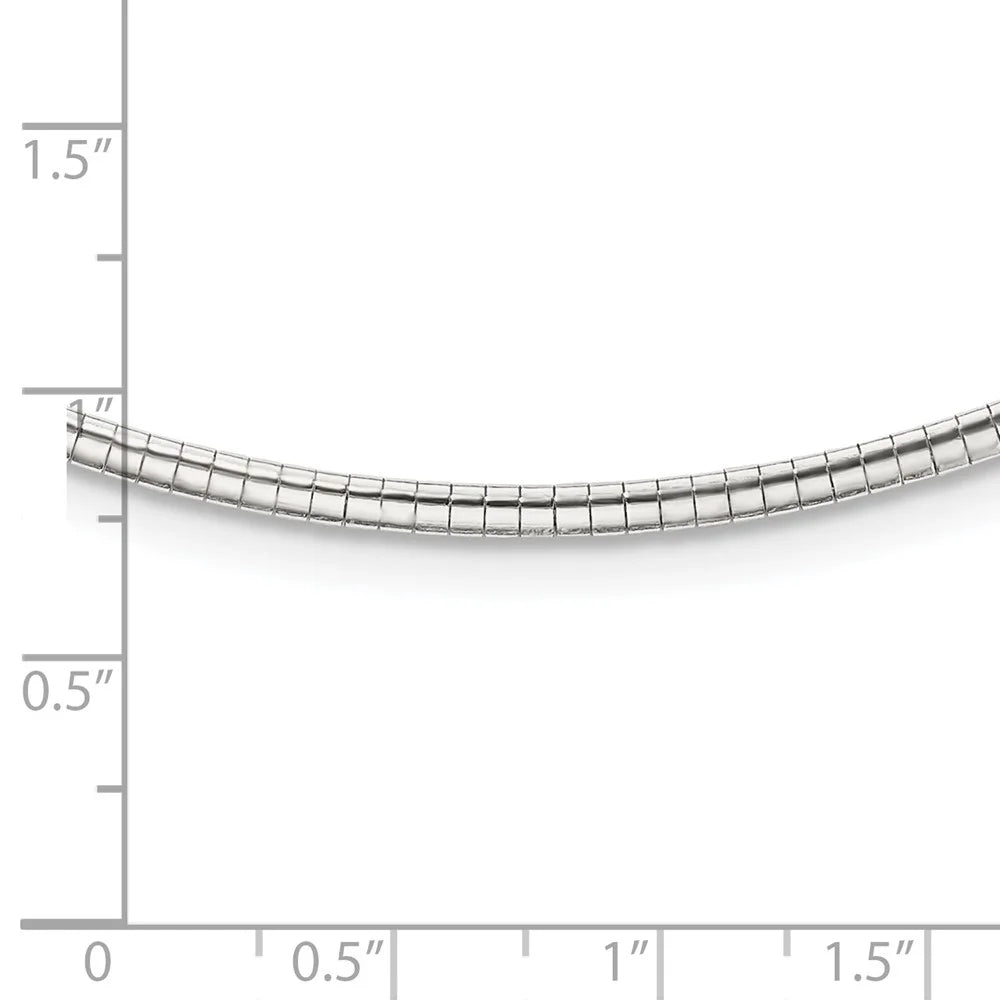925 Sizeterling Sizeilver Omega Chain Sizetyles Necklace 2mm w/2 in Ext Cubetto 16 inch