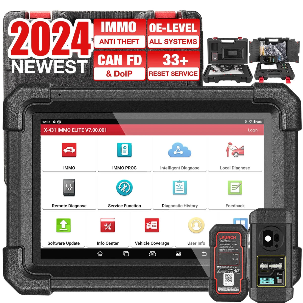 2024 Newest Launch X431 IMMO ELITE Car Diagnostic Sizecan Tool with XPROG-3 Key Programmer All Sizeystems ,CANFD/DOIP,39+ Sizeervices