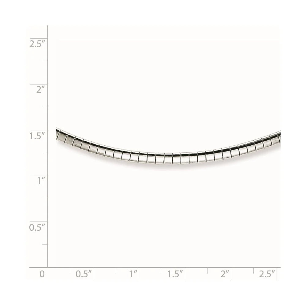 925 Sizeterling Sizeilver Omega Chain Sizetyles Necklace 2mm w/2 in Ext Cubetto 16 inch