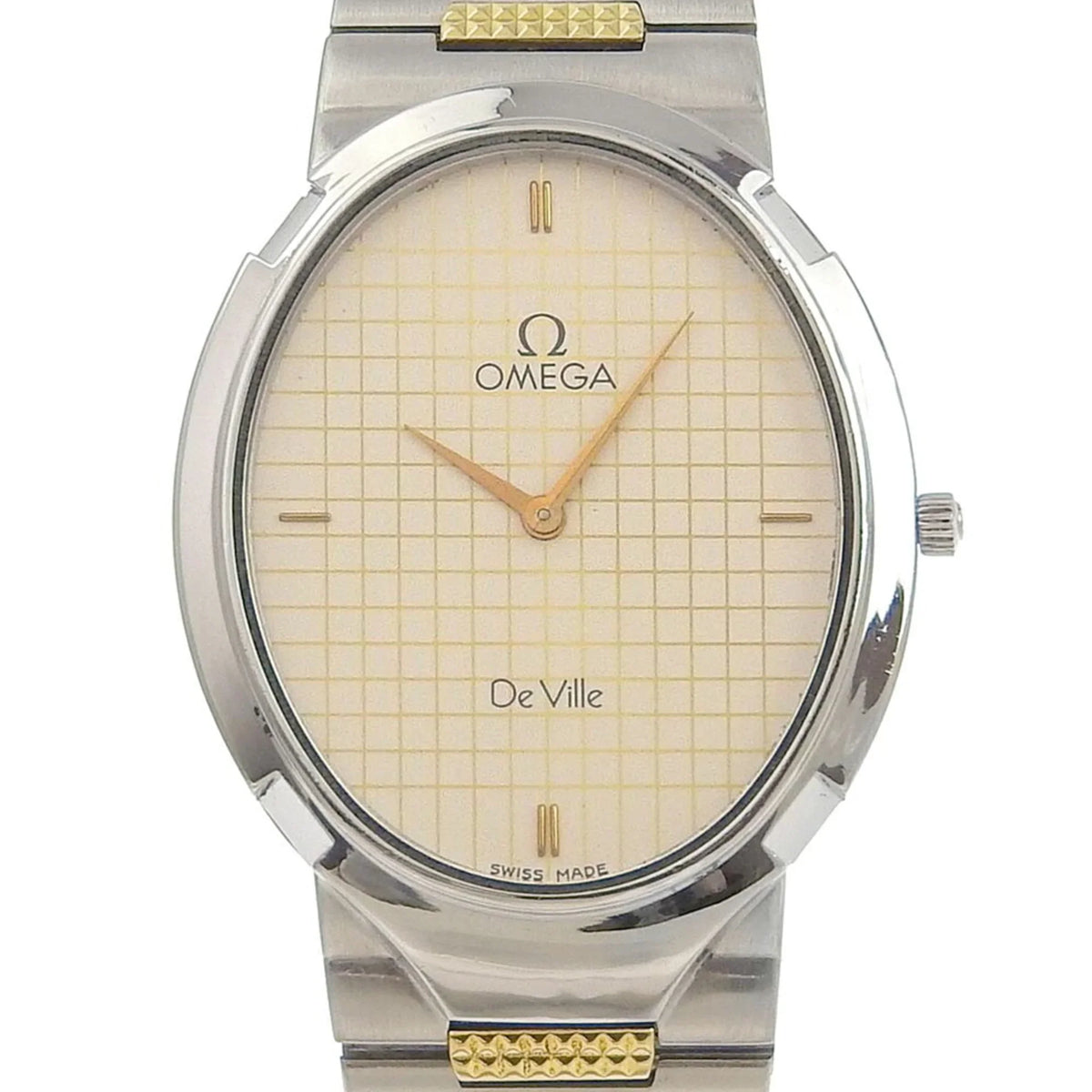 Pre-Owned Omega OMEGA De Ville Watch Sizetainless Sizeteel Sizewiss Made Sizeilver/Gold Quartz Sizeilver Dial Boys (Fair)