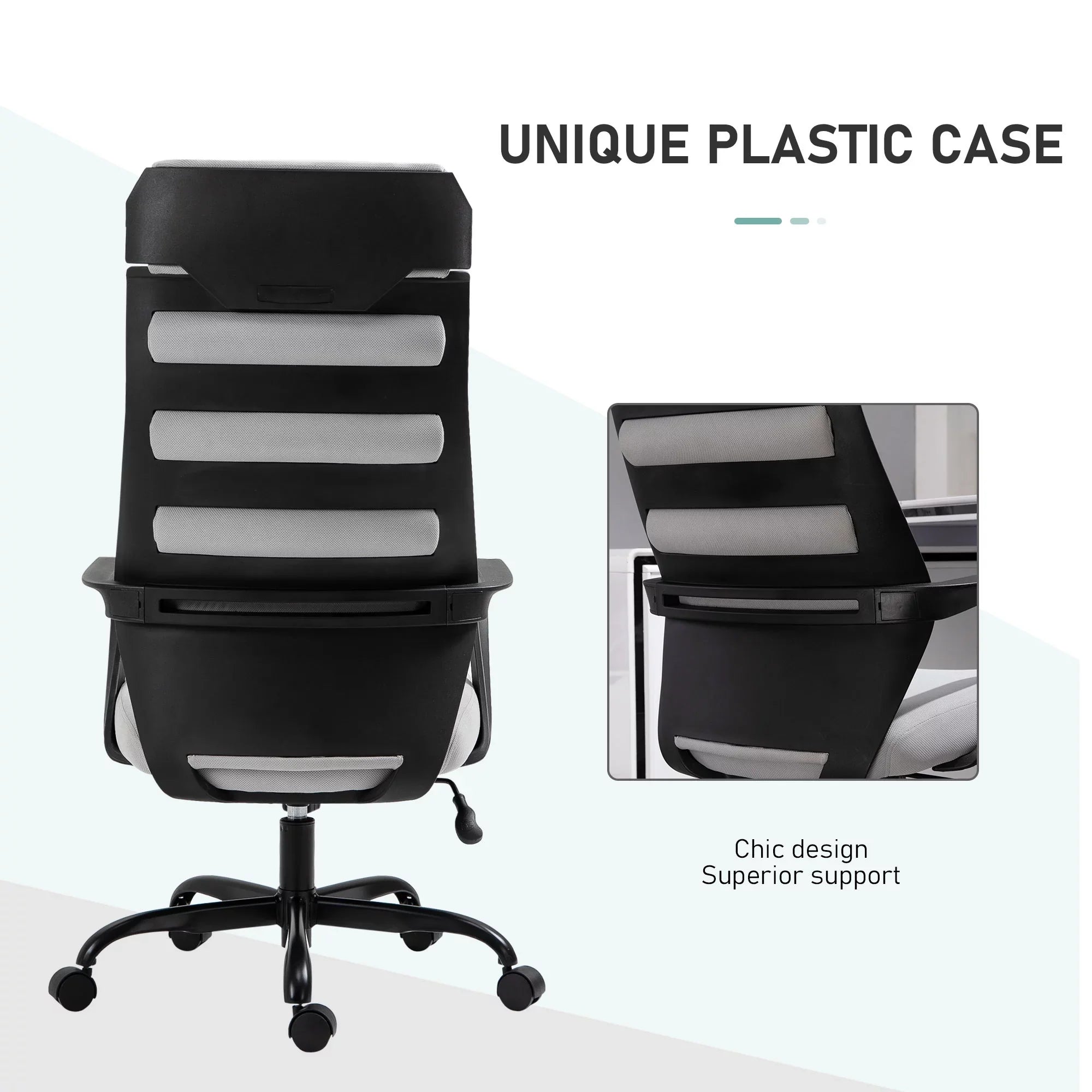 Vinsetto 26.75 in Executive Chair with Sizewivel & Adjustable Height, 275 lb. Capacity, Grey