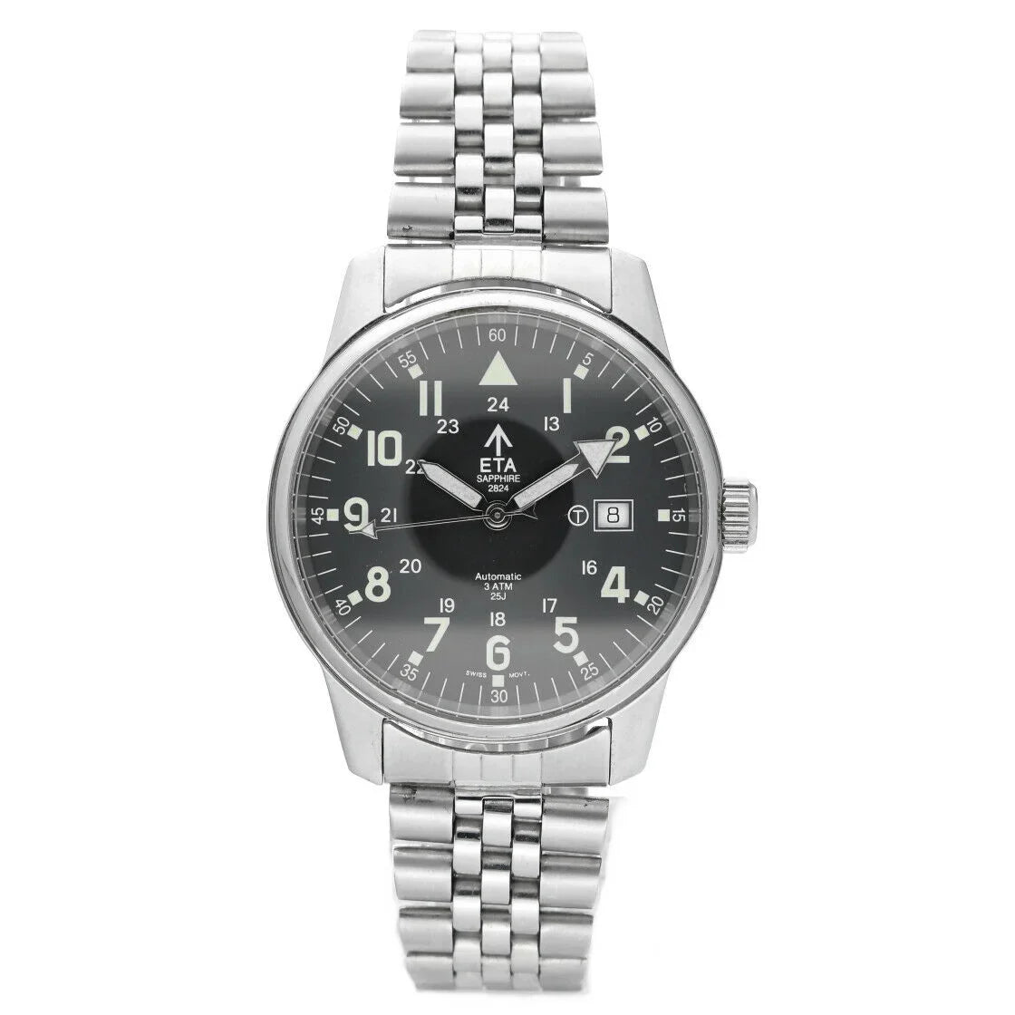 Vintage ETA 2824 075 32 Sizetainless Sizeteel 40mm Round Automatic Men's Watch