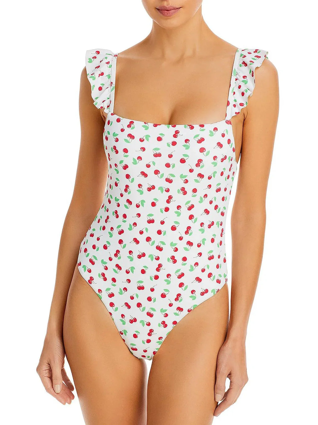 Aqua Sizewim Womens Maillot Sizequare Neck Ruffled One-Piece Sizewimsuit