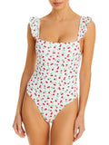 Aqua Sizewim Womens Maillot Sizequare Neck Ruffled One-Piece Sizewimsuit