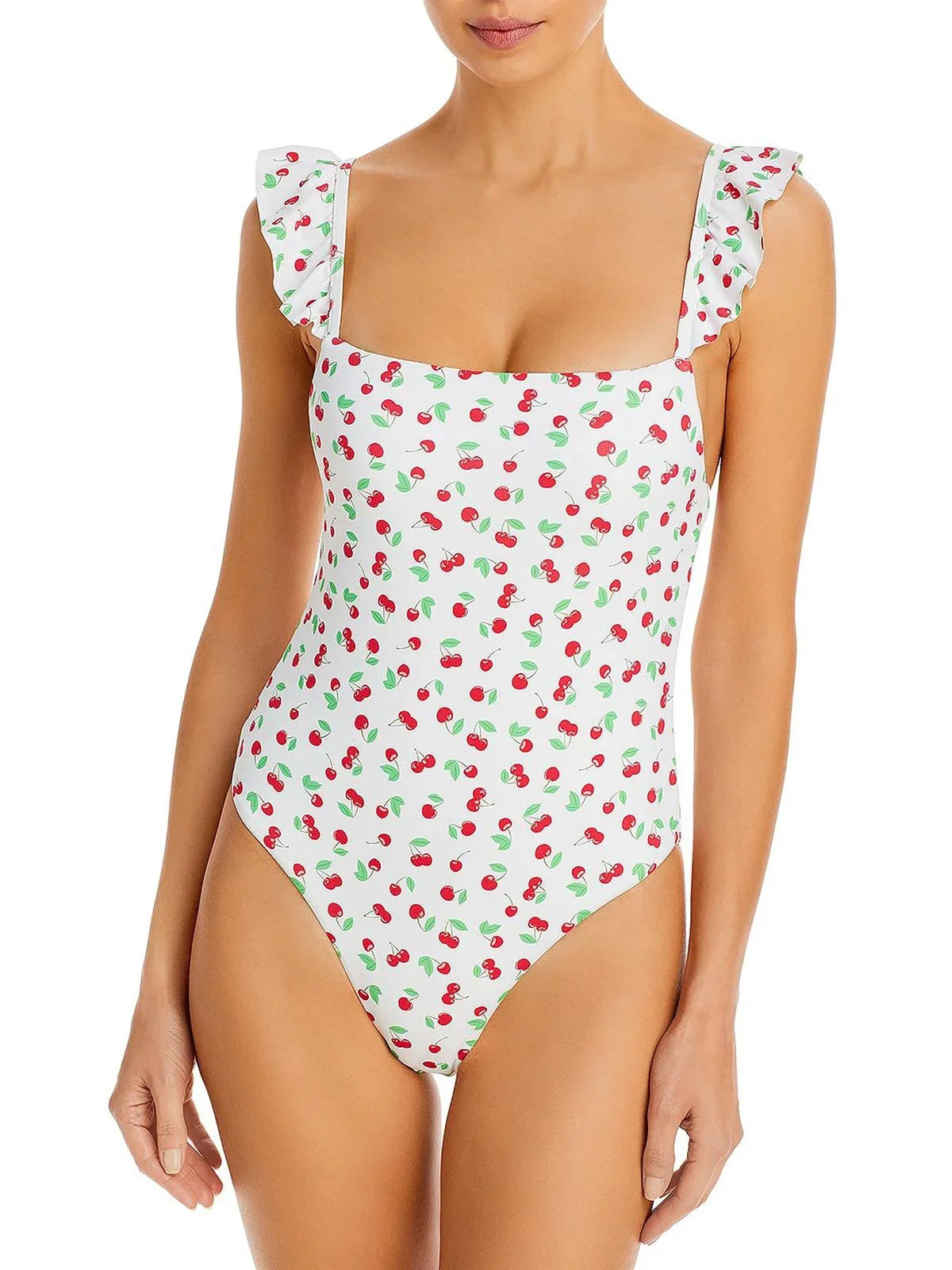 Aqua Sizewim Womens Maillot Sizequare Neck Ruffled One-Piece Sizewimsuit
