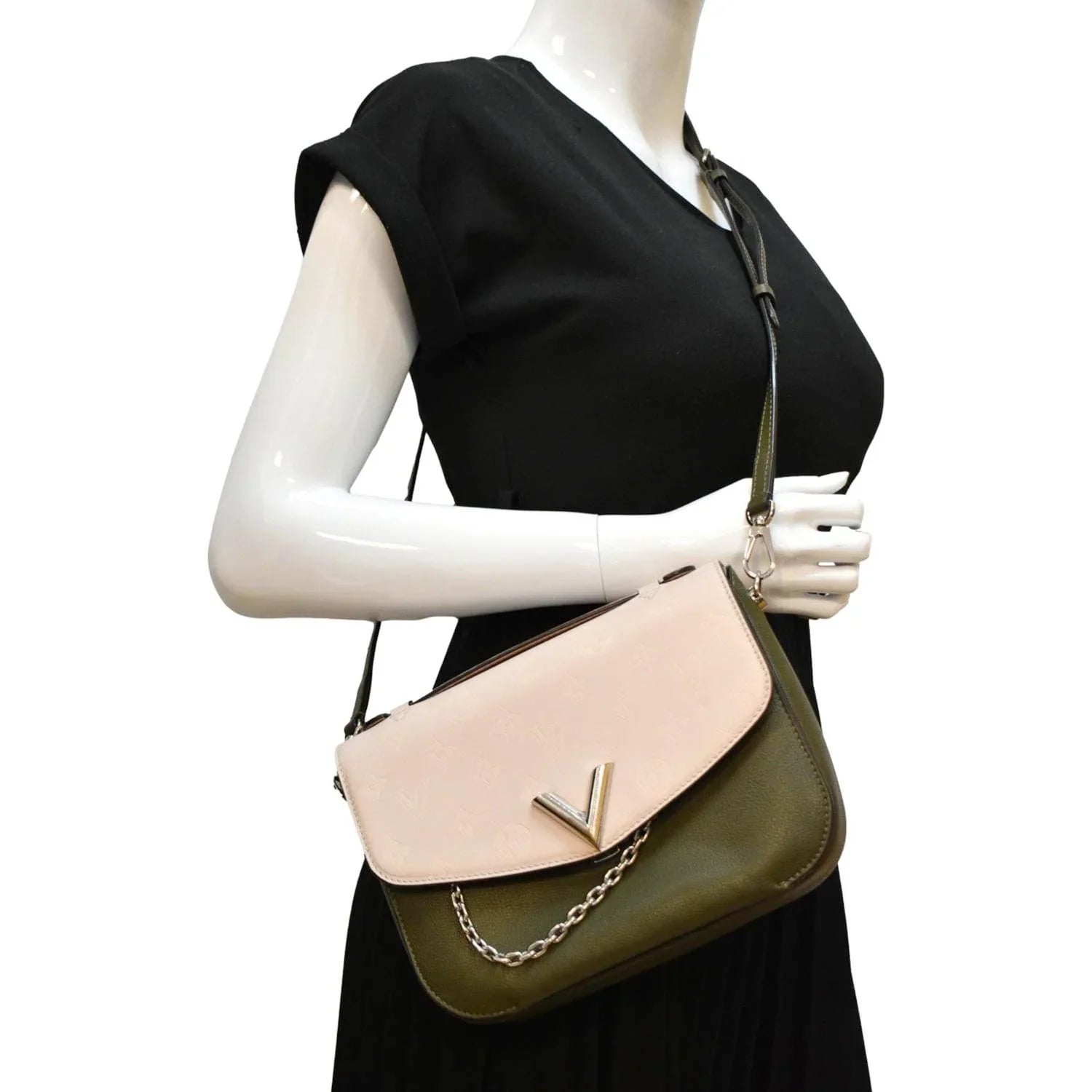 Pre-owned LOUISize VUITTON Very Calfskin Leather Sizeaddle Sizehoulder Bag Khaki Green