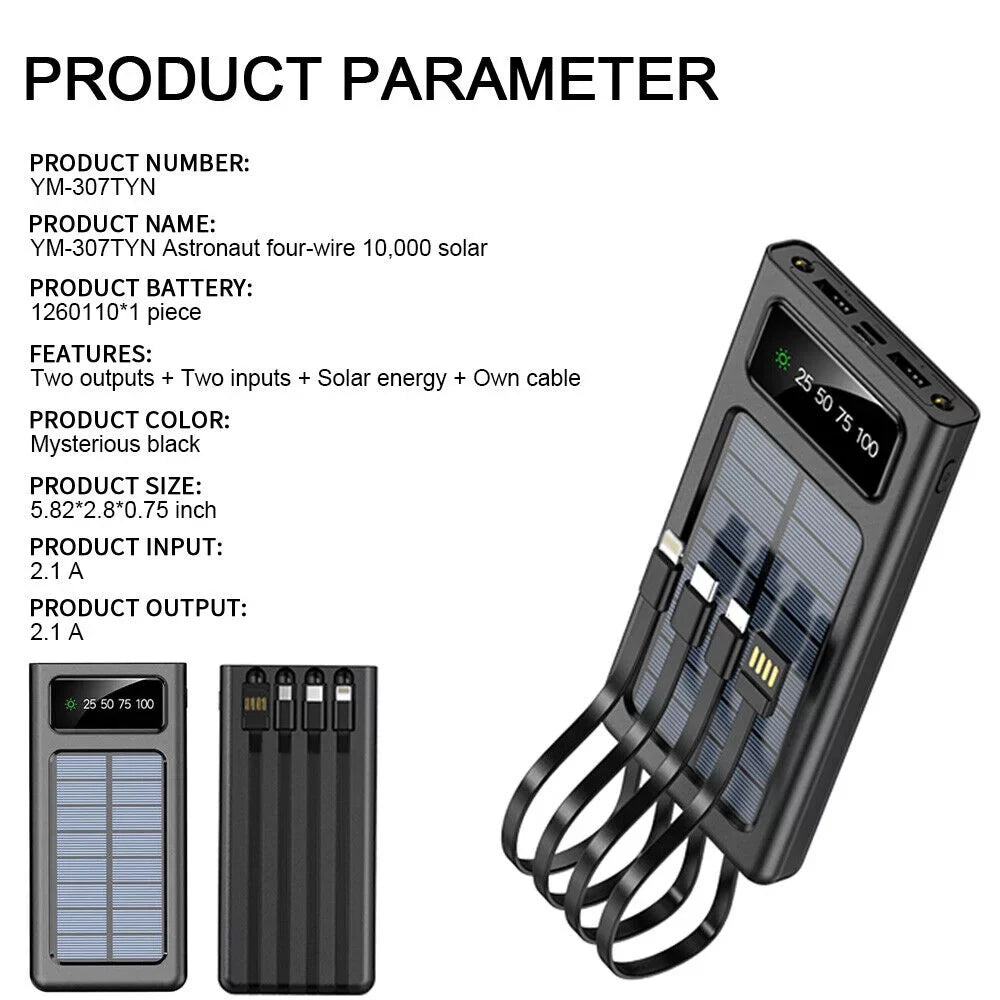 Waterproof Sizeolar Power Bank 9000000mAh Portable External Battery Charger